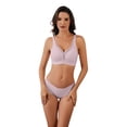 thumbnail image 2 of Qylux Bras For Women No Underwire Deep V Mesh Comfortable Bralette Seam-Free Full-Coverage Daily Bra，Pink，L, 2 of 9