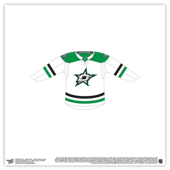 Gallery Pops NHL - Dallas Stars - Road Uniform Front Wall Art, Unframed Version, 12" x 12"