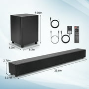 2.1ch Sound Bars for TV with Subwoofer, Bluetooth 5.0 Surround Sound System for TV, 26 Inch Soundbar for Home Theater, ARC/USB/AUX/Coaxial/Optical Connect & Remote Control, 60W Output