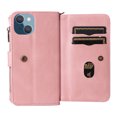 thumbnail image 5 of Nalacover Wallet Case for iPhone 14 Plus, [15 Card Slots] [Zipper Pocket] Vintage PU Leather Flip Folio Cover with Magnetic [Wrist Strap] [Kickstand] Skin-Feeling Shockproof Case,Pink, 5 of 12