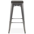 thumbnail image 3 of BELLEZE Set Of 4, 30Inch Metal Bar Stools Dining Chairs With Wood Seat, Stackable Counter Height Barstools, Gunmetal, 3 of 5