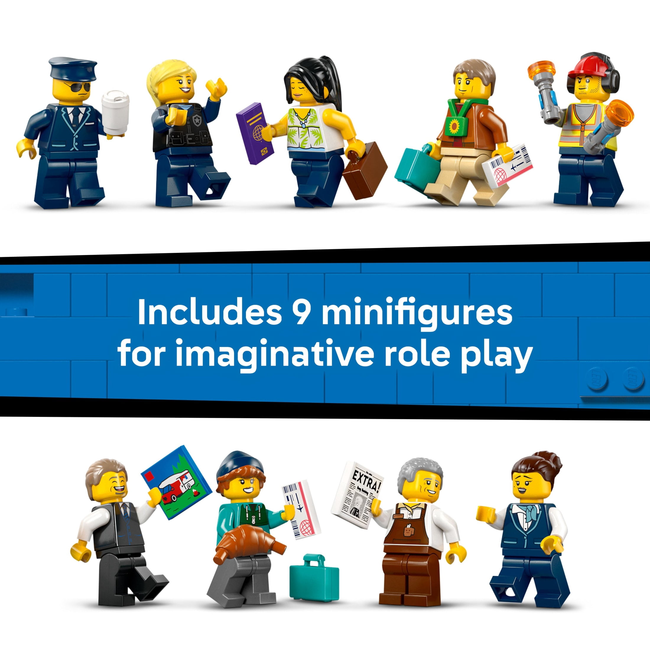 LEGO City Airport with Airplane Building Toy - Building Toy for Kids - Pretend Play Travel Set for Boys & Girls, Ages 8+ - Includes 9 Minifigures - Gift Idea for Birthdays - 60502