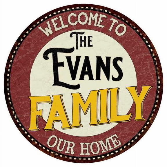 The Evans Family 12" Round Metal Sign Kitchen Game Room Décor 200120038049