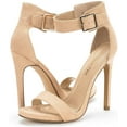 thumbnail image 2 of BURUDANI Women's Ankle Strap Open Toe Stilettos High Heel Sandals Party Dress NUDE/SUEDE Size 5.5, 2 of 4