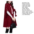 thumbnail image 7 of Joernso Women Winter Coat Solid Color Ruffle Formal Elegant Big Hem Midi Length Long Sleeves Cardigan Stand Collar Lady Cloak Coat for Dating, 7 of 7