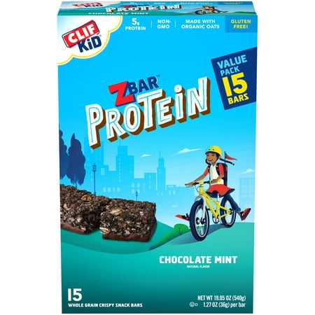 CLIF Kid Zbar Protein Granola Bars Gluten Free Chocolate Mint 15 Ct 1.27 oz