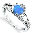 thumbnail image 2 of Metal Masters Womens Sterling Silver 925 Irish Claddagh Friendship Love Ring Blue Simulated Opal Heart 12, 2 of 6