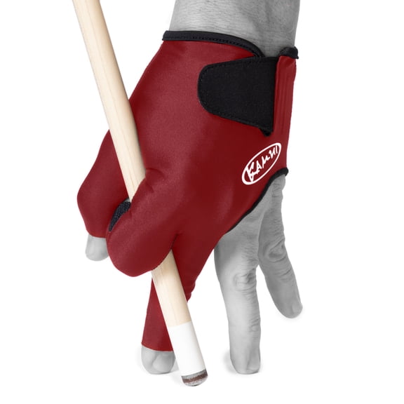 Kamui Billiard Glove Red – Large - Pool Cue Glove for Left Hand, Quick-Dry Fabric, Anti-Slip Palm, Open Fingers, Short Cuff