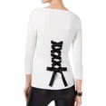 thumbnail image 2 of I.N.C Womens Crosert Back Knit Sweater, White, Medium, 2 of 2