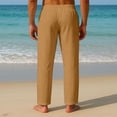 thumbnail image 6 of Leidass Mens Breathable Casual Khaki Pants Lightweight Thin Loose Fit Pants for Summer Beach with Elastic Waist Earthy Yellow 3XL, 6 of 6