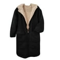 thumbnail image 4 of Hueook Winter Coats for Women Plus Size Buttons Warm Hooded Down Coat Long Sleeve Shirts Blouses Outwear Tops with Pockets Fashion Printed Long Cardigan Tops on Clearance, 4 of 8