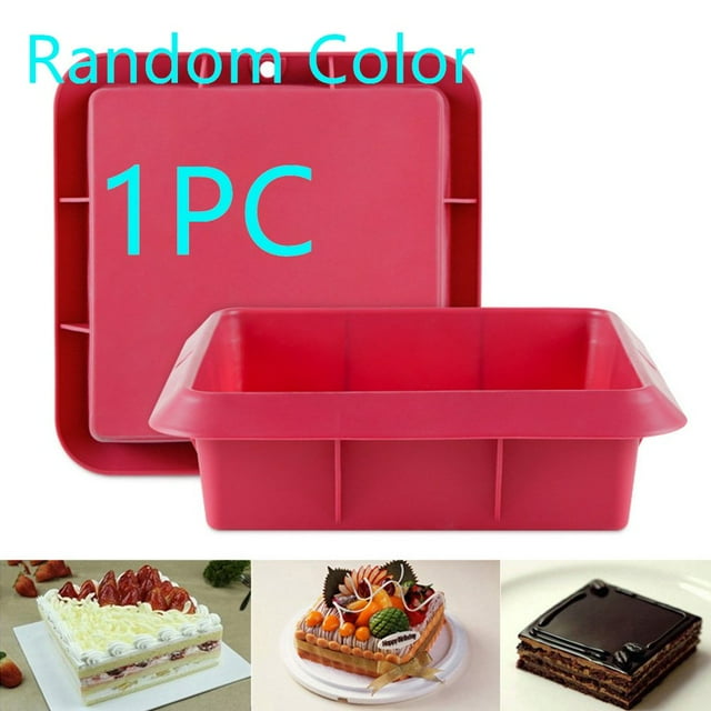 Square Silicone Cake Mold Square Cake Pan 9-Inch Square Cake Pan Non-Stick Silicone Square Cake Mold Baking Pan Non-Stick Silicone Bakeware Baking Mold (Random Color) - by