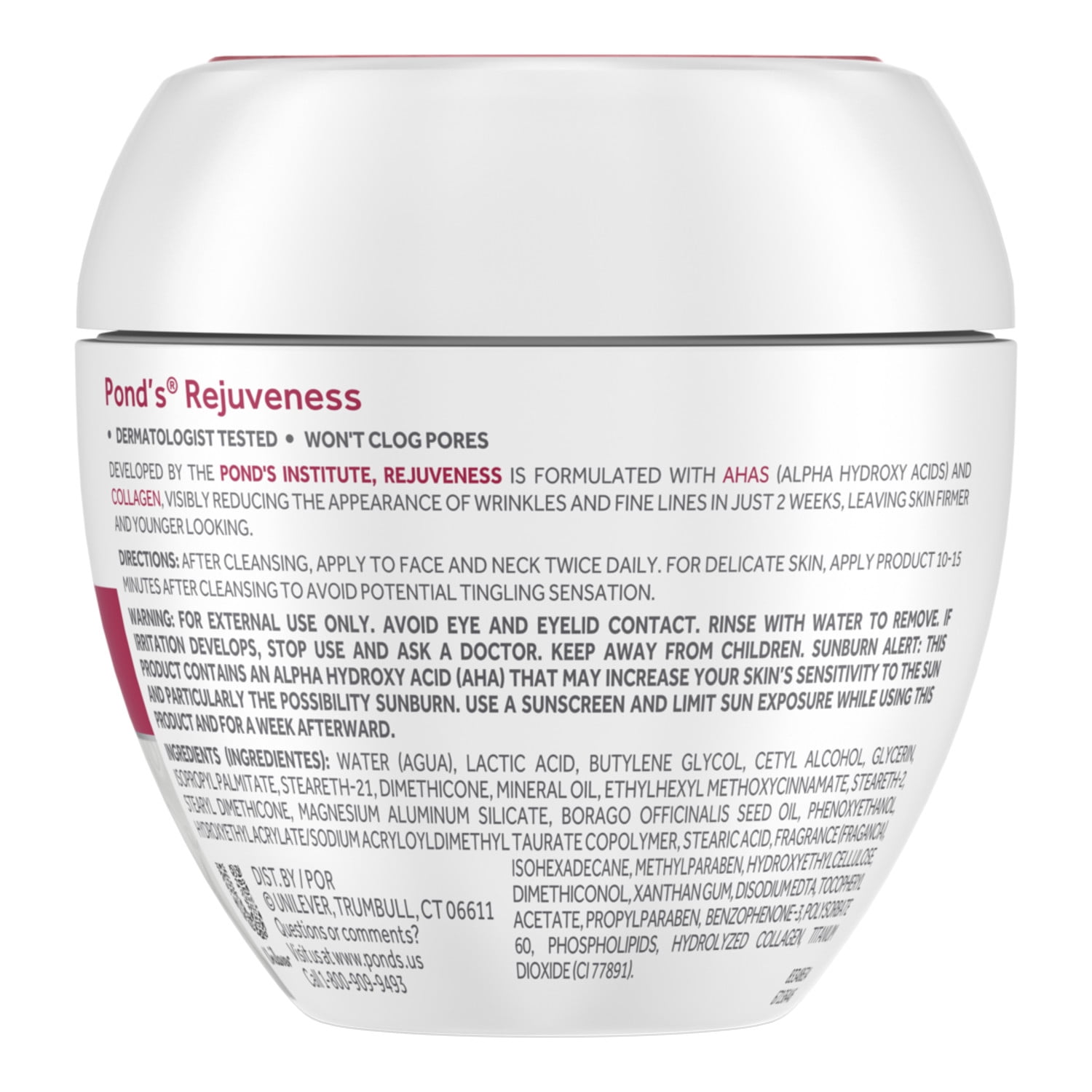 POND’S Rejuveness Face Cream, Anti-Aging Moisturizer with Collagen, AHAs & Vitamin E – 7 oz