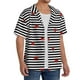 thumbnail image 2 of Fotbe Ladybugs on Black and White Striped Camisa Estampada de Manga Corta para Hombre, Casual de Verano, Estilo Playero, Sin Arrugas-Large, 2 of 5