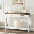 thumbnail image 1 of GloryStar Table Console d'Entrée Style Ferme, Design Rustique Mince avec Tiroirs et Tablette de Rangement Ouverte Inférieure, 1 of 4