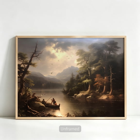 1pc Vintage-Style Natural Lake Scenery Canvas Print Wall Art Halloween Decor Unframed