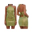 thumbnail image 2 of LMLYSoH Women's Summer 2Pcs Outfits Sequin Halter Tank Tops + Mini Bodycon Skirt Set Party Clothes, 2 of 9