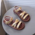 thumbnail image 4 of TOWED22 Girls Sandals Open Toe Breathable Princess Non-Slip Flats Summer Beach Lightweight Rubber Sole Sandals (Toddler/Little Kid) Gold,10, 4 of 8