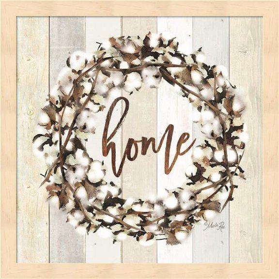 Great Art Now Home Cotton Wreath by Marla Rae Framed Wall Art 13"W x 13"H