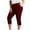 PA122_Wine, variant on Plus Size Capri Leggings for Women Slim Fitted Yoga Pants Tummy Control Workout Ribbed Cropped Slacks Purple 4XL