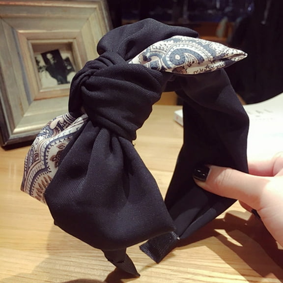 1PC Headband Black Cotton Women's Headband Hairband Bow Knot Cross Tie Velvet Hair Band Accessories