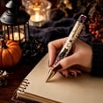 thumbnail image 4 of StlyGar Spooky Halloween Decorative Ballpoint Pen with Gift Box Witch Hat Charm Vintage Print Plastic Pen Elegant Holiday Stationery Gift for Teens, 4 of 6