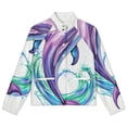 thumbnail image 4 of Jackets for Women Winter Coat Jackets Flannel Stand Collar Jacket(Colorful Dolphin Splash Art,Size:S-4XL), 4 of 7