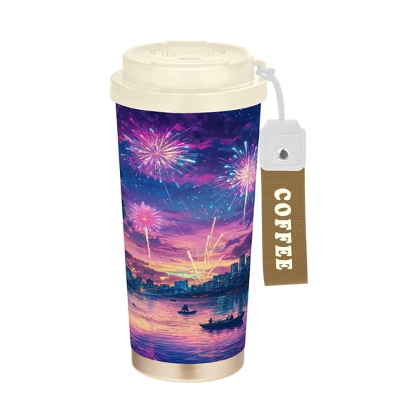 500ml Double-Wall Vacuum Insulated Tumblers Stainless Steel Coffee Tumbler with Ceramic Coating Beautiful City