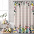 thumbnail image 5 of Easter Shower Curtain Easter Eggs Bunny Shower Curtains for Bathroom Decor, Waterproof Polyester Shower Curtain Set with Hooks, Extra Long 72" x 78" Eucalyptus Leaves Pink Plaid, 5 of 9