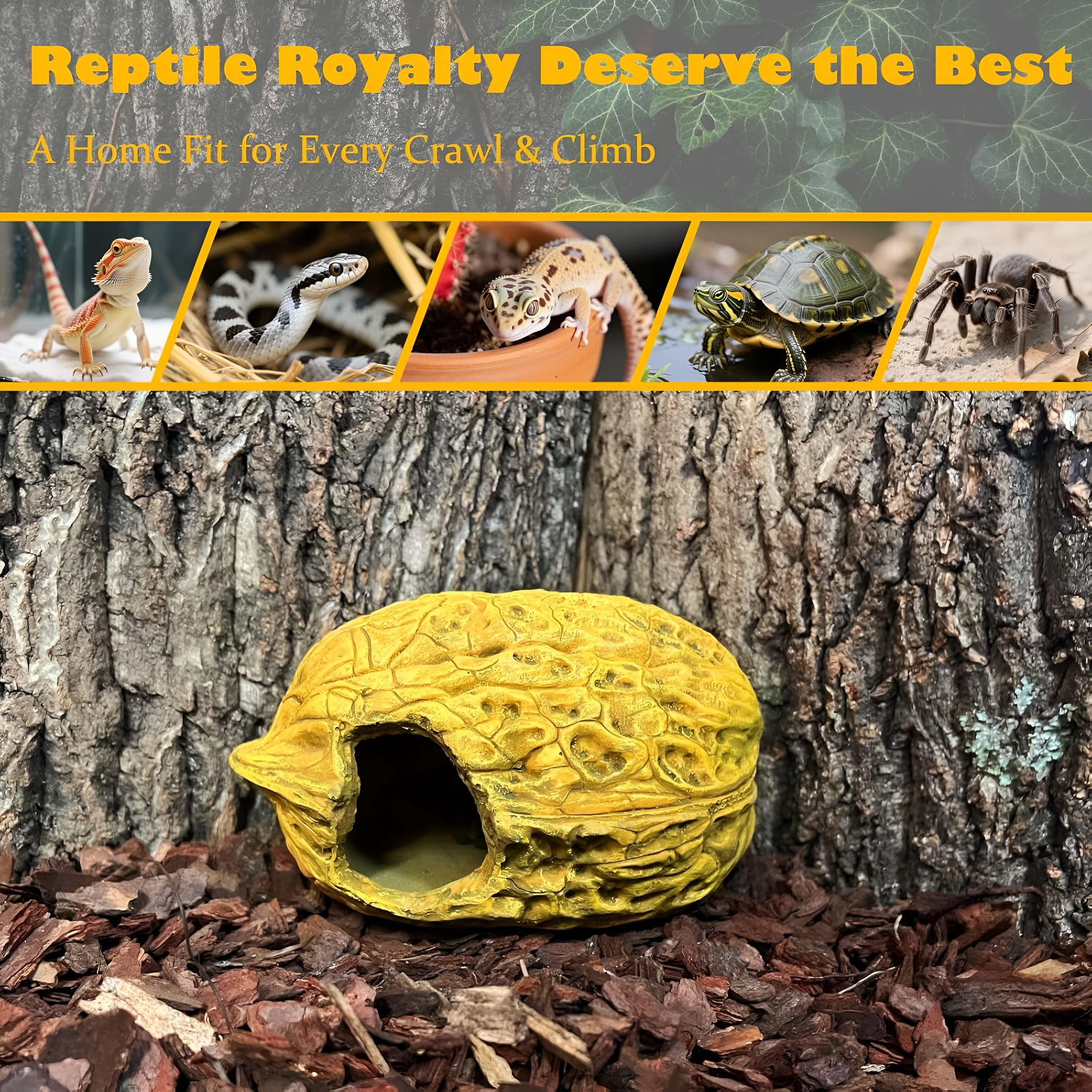 ACDANC 2026 New Pumpkin Leopard Gecko Hide Reptile Bearded Dragon Tank Hideout Caves Accessories Halloween Turtle Lizard Snake Décor Amphibian Habitat Tortoise Terrarium Decoration