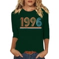 thumbnail image 2 of HOMBOM Tops for Women Summer T-Shirts Casual Retro 1996 Print Green 3/4 Sleeve Crew Neck Ladies Graphic Tees Graphic, 2 of 4