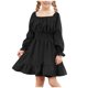 thumbnail image 1 of Vestido de niña de manga larga con cuello redondo, color liso, cuello alto, manga larga, dobladillo con volantes, vestido grande para niña, vestido de poliéster para niña, 1 of 6