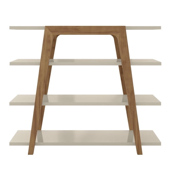 Manhattan Comfort Gowanus Geometric 47.24 Modern Ladder Bookcase with 4 Shelves in Off White