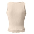 thumbnail image 6 of IDOCLOTHES Lace Ribbed Tank Tops for Women Workout Tank Tops Woman Slim Fitted Sleeveless Running Vest for Women Athletic Camisole Shirts Women's Tanks & Camis Beige, S, 6 of 7