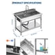 thumbnail image 3 of Yeshouse Fregadero de acero inoxidable de 39", fregadero independiente comercial con grifo extraíble, cubeta individual resistente para cocina, lavandería, restaurante e interiores, 3 of 5