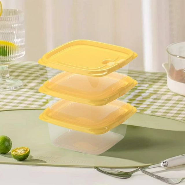 TACILIP Ensemble de Boîtes de Rangement pour Réfrigérateur 3 Boîtes en Plastique Transparent avec Couvercles Verrouillables Gain de Place Empilables pour Restes et Collations 460 ml, Organisation de Cuisine