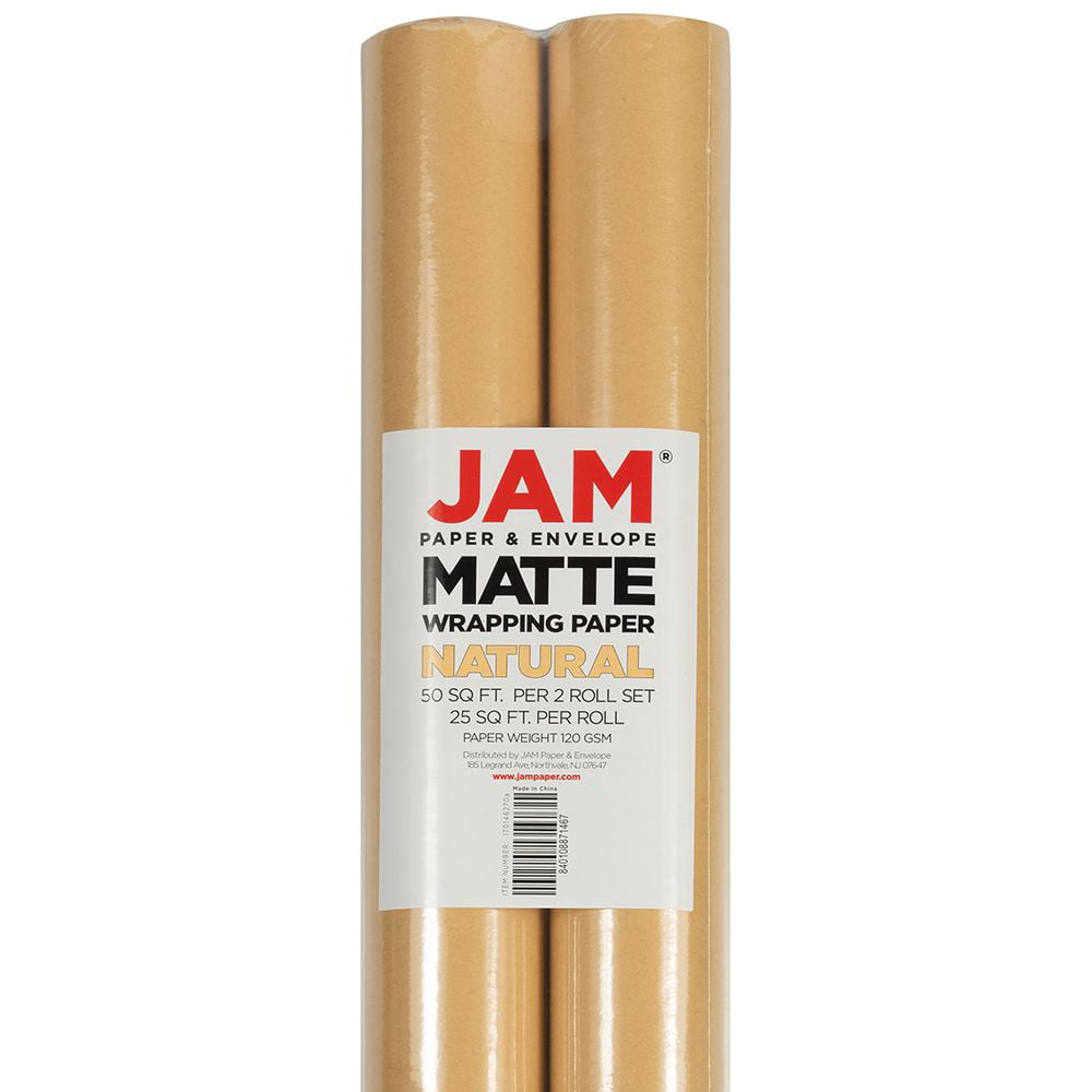 Jam Beige Matte Light Kraft All Occasion Gift Wrap Papers, (2 Rolls) 50 Sq ft.