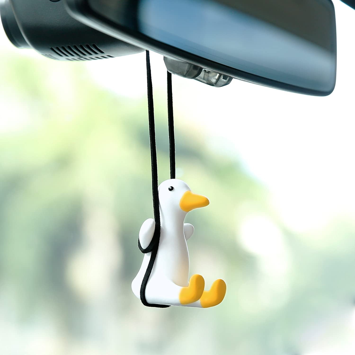 Cute Swing Duck On Car Rear View Mirror Pendant Car Interior Accessories Duck Swing Car Ornament Coke Rear View Mirror Hanging Accessories Swinging Duck Car Hanging Ornament 