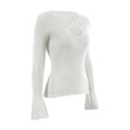 thumbnail image 3 of TSADFHJI Hauts Mignons pour Femmes Été Cœur Creusé Col Rond Manches Évasées T-Shirt L Blanc, 3 of 9