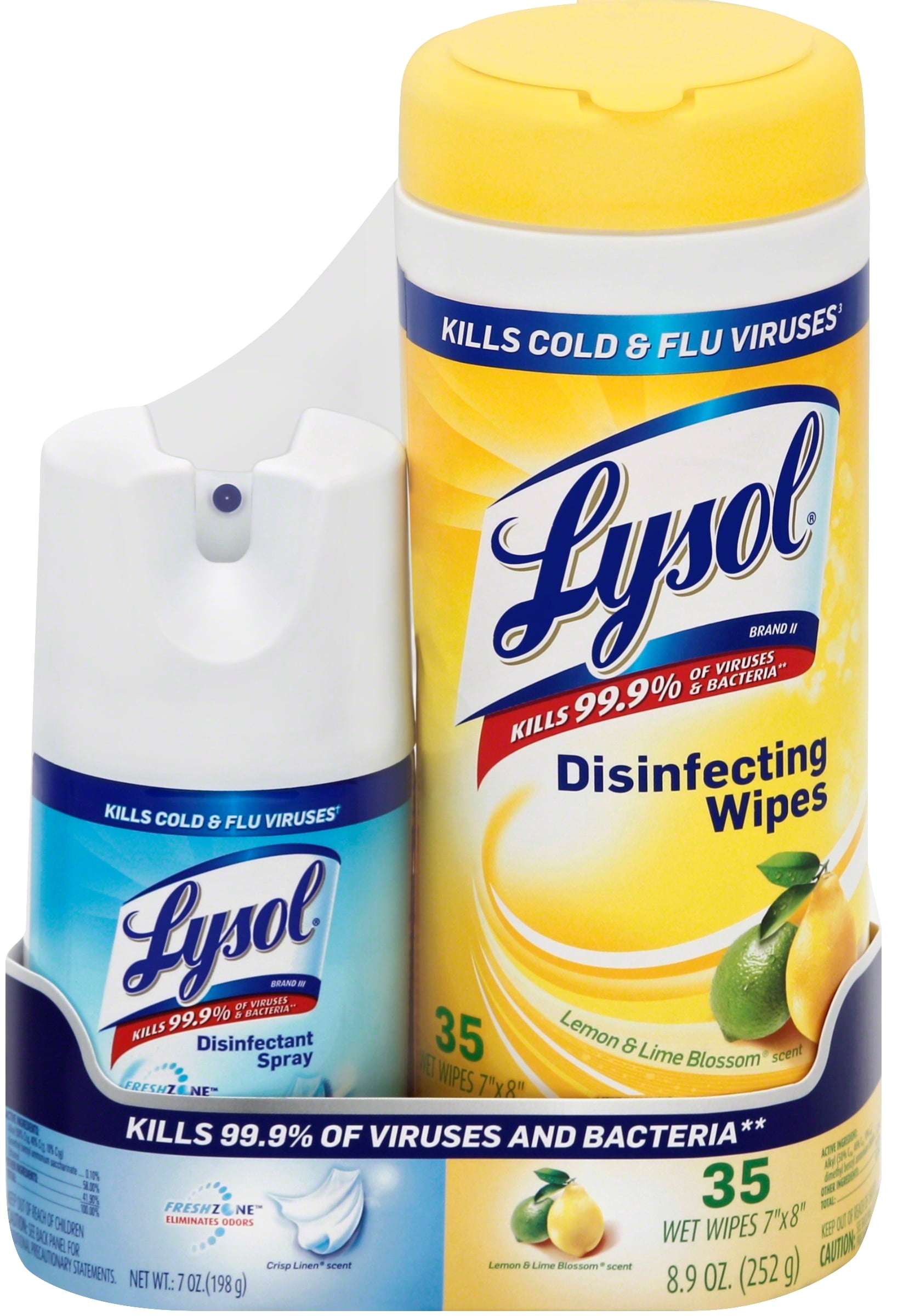 Lysol Disinfectant Spray, Crisp Linen 7oz + Disinfecting Wipes, Lemon