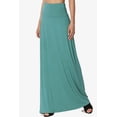 thumbnail image 3 of TheMogan Women's Casual Lounge Solid Foldable High Waist Draped Jersey Relaxed Long Maxi Skirt Dusty Teal 1X, 3 of 7