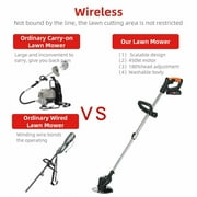 Cordless Weed Wacker Brush Cutter Battery Powered Electric Weed Eater Lightweight for Home Garden Lawn Yard Bush Trimming & Pruning(2 Batteries)