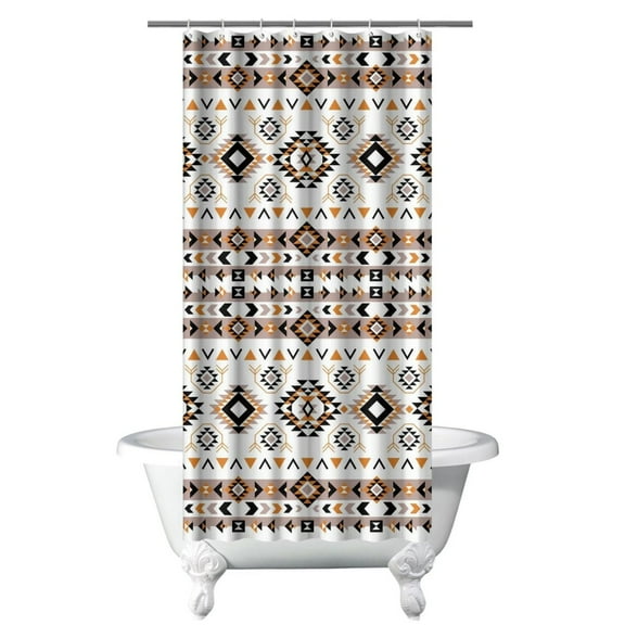 Tribal Boho Aesthetic Shower Curtain 36x72 Inches Quick-Dry Polyester Curtain with Plastic Hooks Rustic Vintage Style