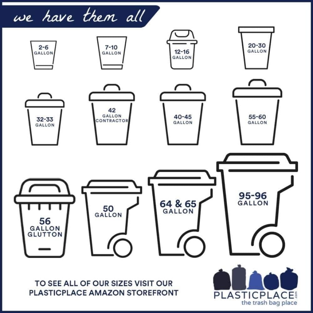 Plasticplace 12-16 Gallon Compostable Trash Bags │ 1Mil │ Green Tint Garbage Can Liners │ 24” x 33” (100 Count)