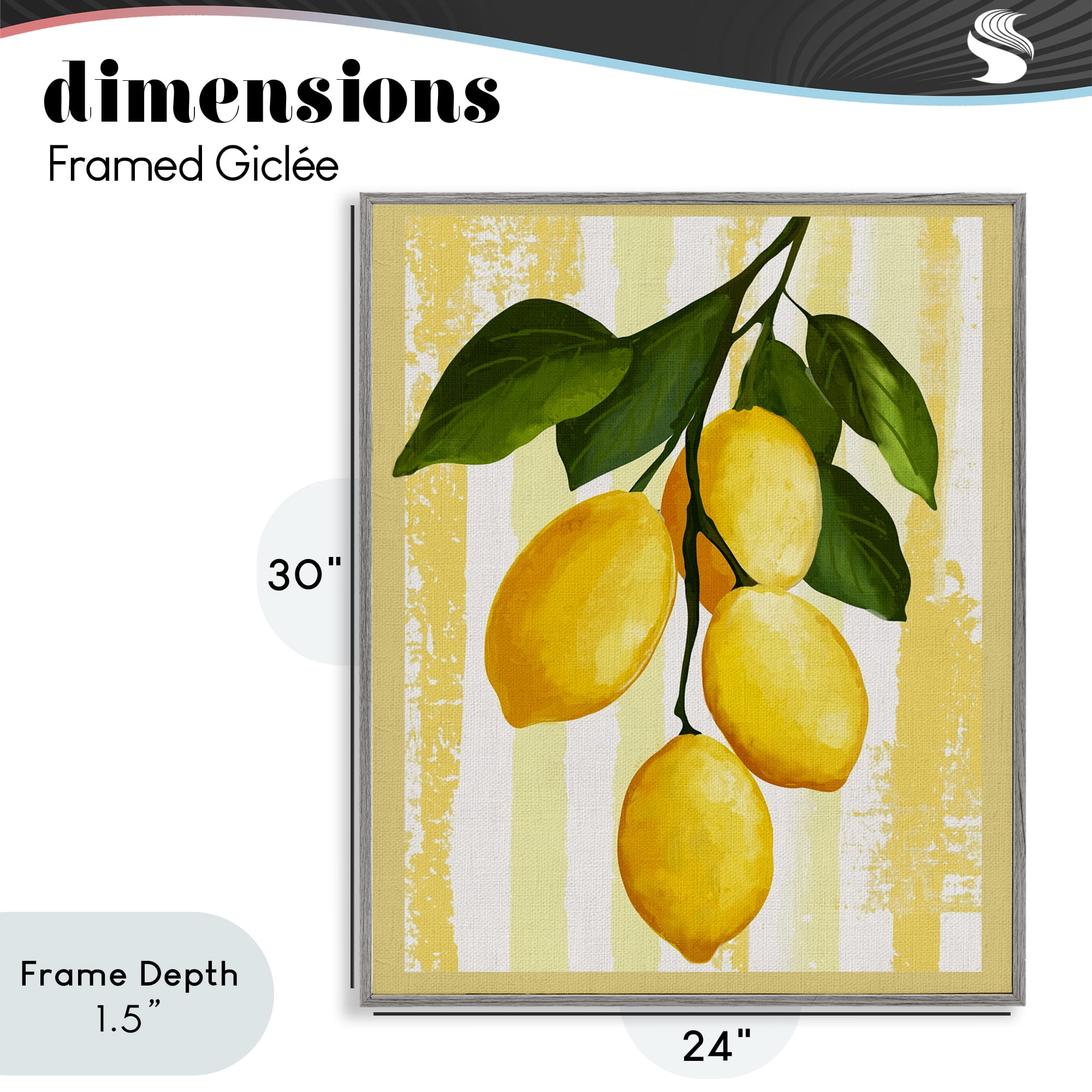 Stupell Industries Lemons on Green Branch Gray Framed Giclee Art, design by Yen