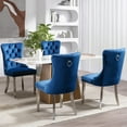 thumbnail image 5 of JESTOP Velvet Dining Chair Set of 2, Upholstered Tufted Dining Room Chair with Nailhead Trim, Solid Silver Plated Leg for Kitchen(Blue), 5 of 8