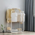 thumbnail image 4 of Miogawg Clothes Rack, Double Rods Clothing Rack With Mesh Shelf, Hooks & Wheels, Metal Clothing Racks For Hanging Clothes & Bags, Multifunctional Garment Rack For Laundry, 4 of 6