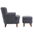 thumbnail image 3 of Porthos Home  Idir Accent Chair, Fabric Upholstery, Rubber Wood Legs Dark Grey - Ottoman Included, 3 of 5