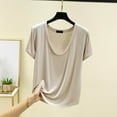 thumbnail image 2 of Lumtrix Sleep Shirts for Women - Pajama Tops for Women,Modal Scoop Neck Solid Color Pajamas Top Loungewear Beige L, 2 of 3
