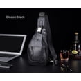 thumbnail image 3 of BULLCAPTAIN Men's Genuine Leather Sling Bag, Retro Chest Shoulder Crossbody Backpack with USB Charging Port & Earphone Hole (Black), 3 of 8